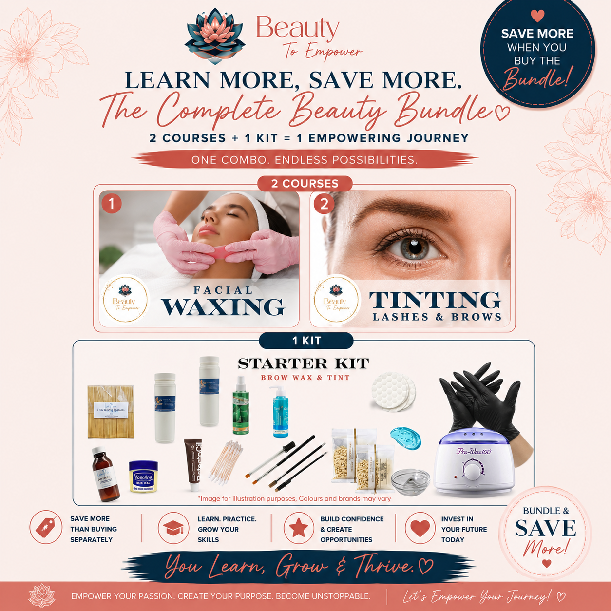Lash & Brow Tinting, Facial Waxing & Kit Combo