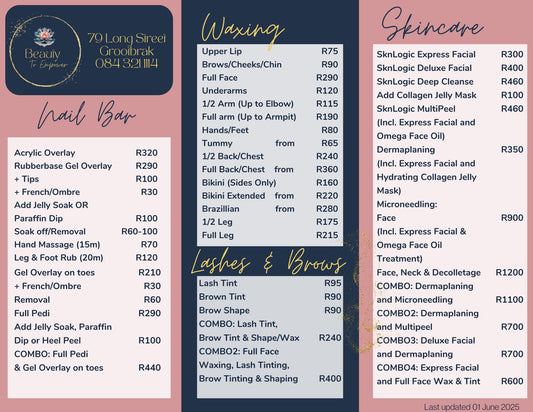 Menu / Price List Design