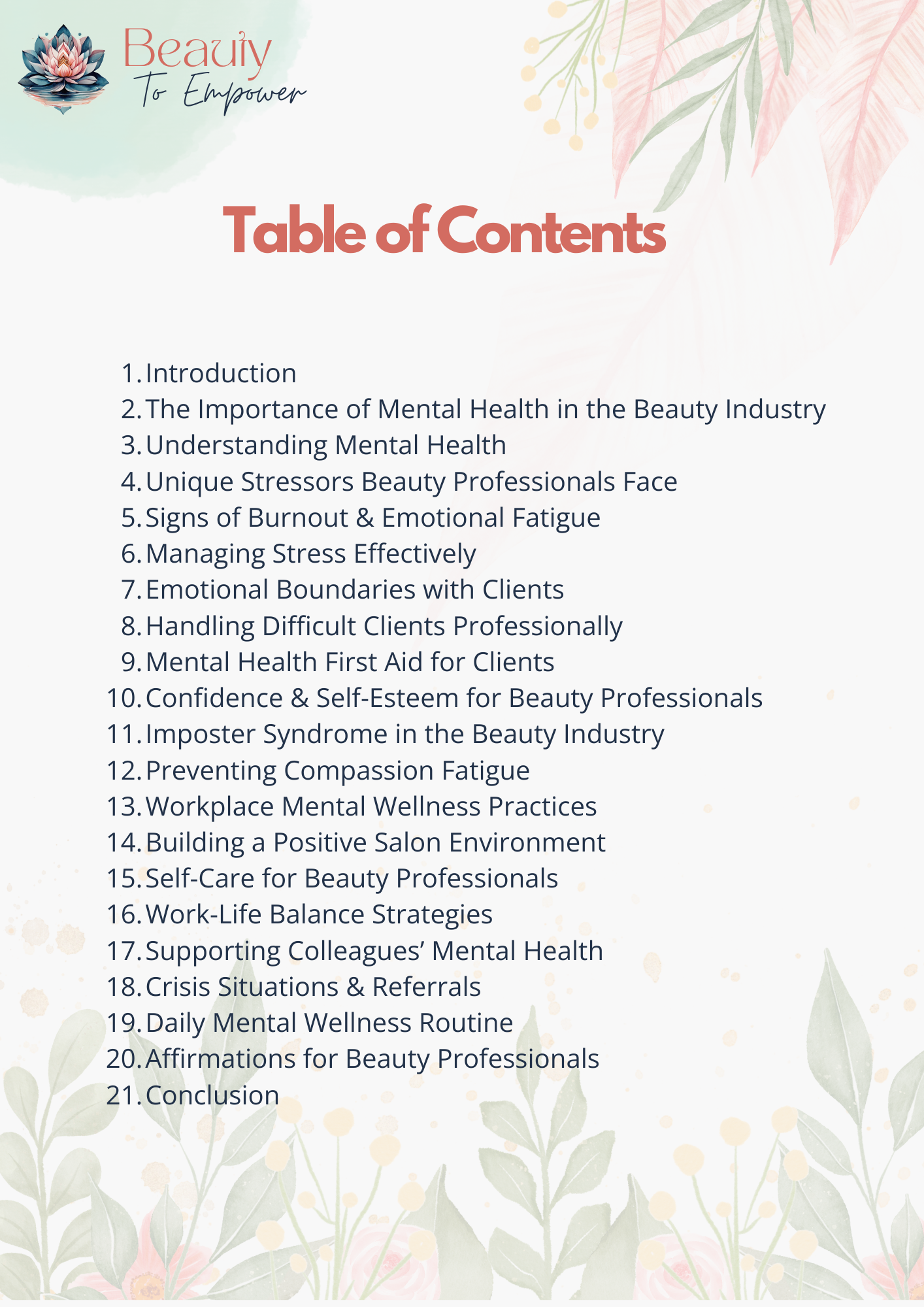 Mental Health Handbook for Beauty Professionals